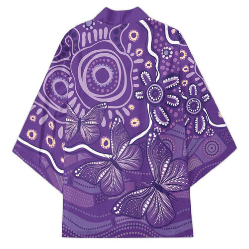 Australia Lupus Awareness Indigenous Kimono Purple Ribbon Aboriginal Butterflies