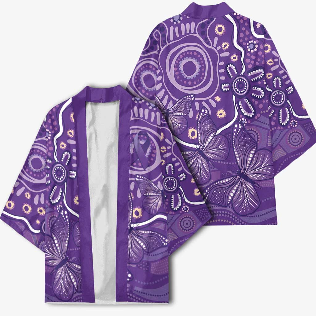 Australia Lupus Awareness Indigenous Kimono Purple Ribbon Aboriginal Butterflies