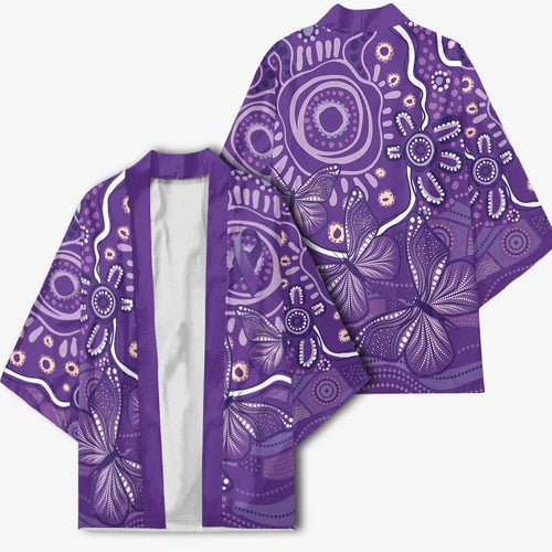 Australia Lupus Awareness Indigenous Kimono Purple Ribbon Aboriginal Butterflies