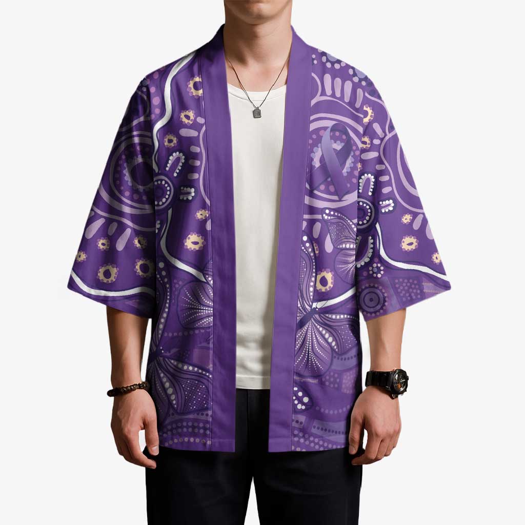 Australia Lupus Awareness Indigenous Kimono Purple Ribbon Aboriginal Butterflies