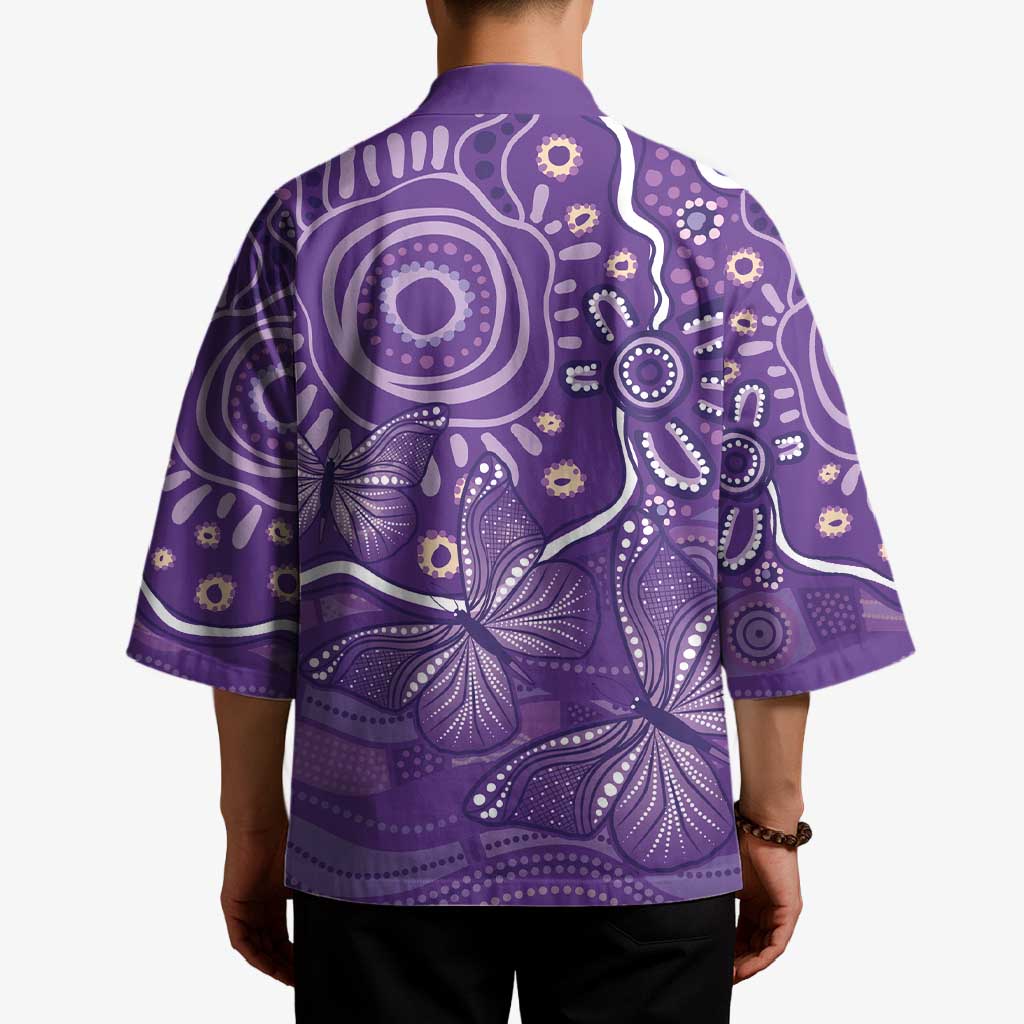 Australia Lupus Awareness Indigenous Kimono Purple Ribbon Aboriginal Butterflies