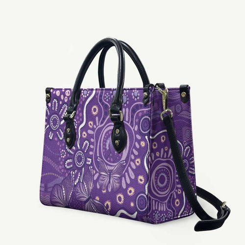 Australia Lupus Awareness Indigenous Leather Bag Purple Ribbon Aboriginal Butterflies