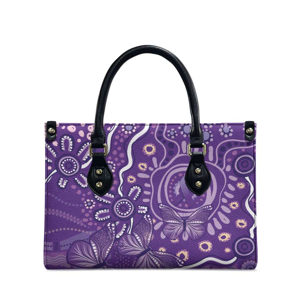 Australia Lupus Awareness Indigenous Leather Bag Purple Ribbon Aboriginal Butterflies