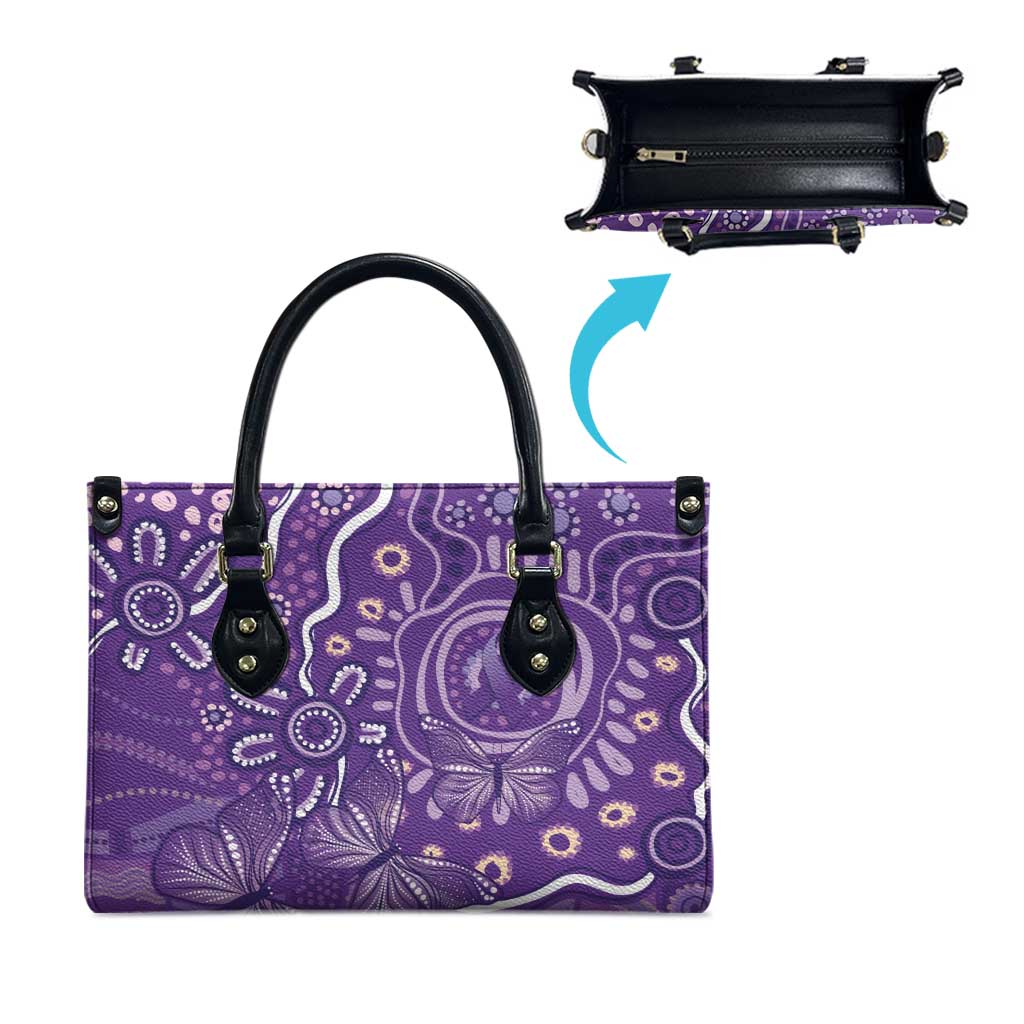 Australia Lupus Awareness Indigenous Leather Bag Purple Ribbon Aboriginal Butterflies
