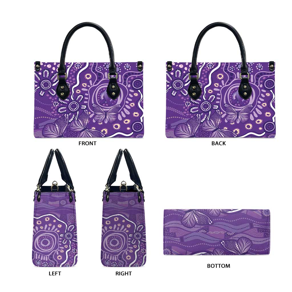 Australia Lupus Awareness Indigenous Leather Bag Purple Ribbon Aboriginal Butterflies