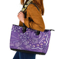 Australia Lupus Awareness Indigenous Leather Tote Bag Purple Ribbon Aboriginal Butterflies