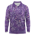 Australia Lupus Awareness Indigenous Long Sleeve Polo Shirt Purple Ribbon Aboriginal Butterflies