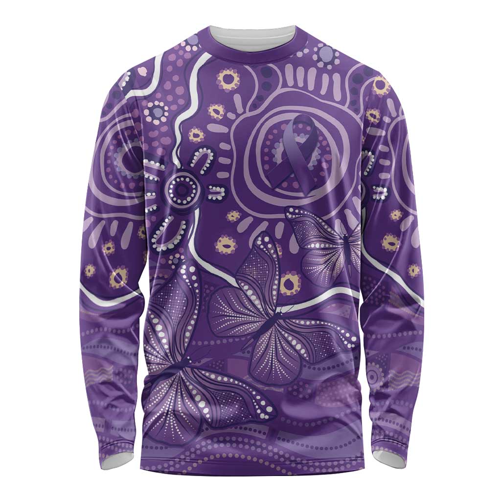 Australia Lupus Awareness Indigenous Long Sleeve Shirt Purple Ribbon Aboriginal Butterflies