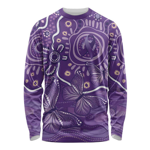 Australia Lupus Awareness Indigenous Long Sleeve Shirt Purple Ribbon Aboriginal Butterflies