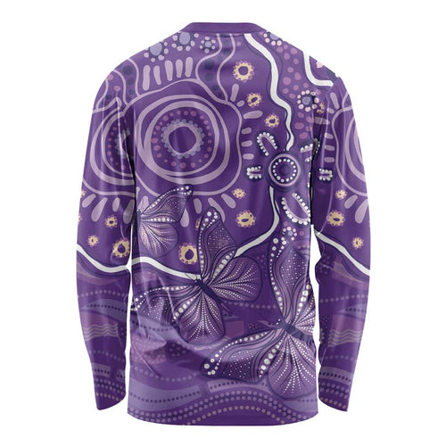 Australia Lupus Awareness Indigenous Long Sleeve Shirt Purple Ribbon Aboriginal Butterflies