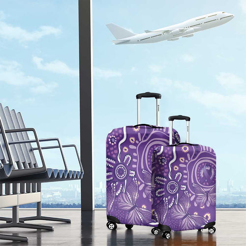 Australia Lupus Awareness Indigenous Luggage Cover Purple Ribbon Aboriginal Butterflies