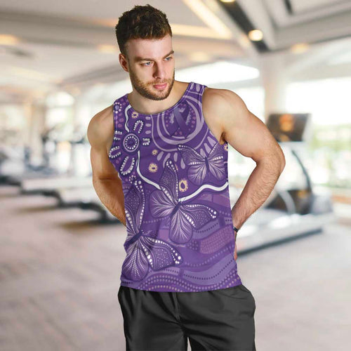 Australia Lupus Awareness Indigenous Men Tank Top Purple Ribbon Aboriginal Butterflies