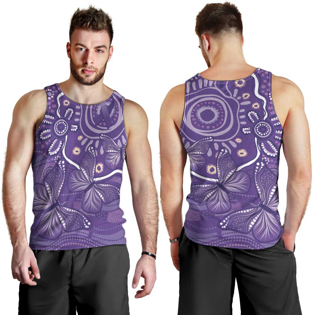 Australia Lupus Awareness Indigenous Men Tank Top Purple Ribbon Aboriginal Butterflies