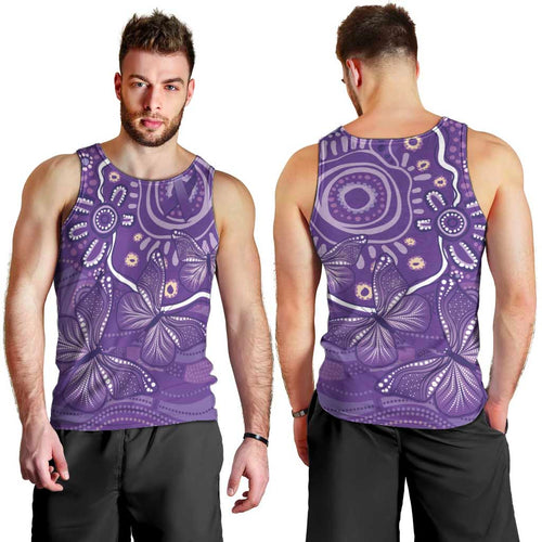 Australia Lupus Awareness Indigenous Men Tank Top Purple Ribbon Aboriginal Butterflies