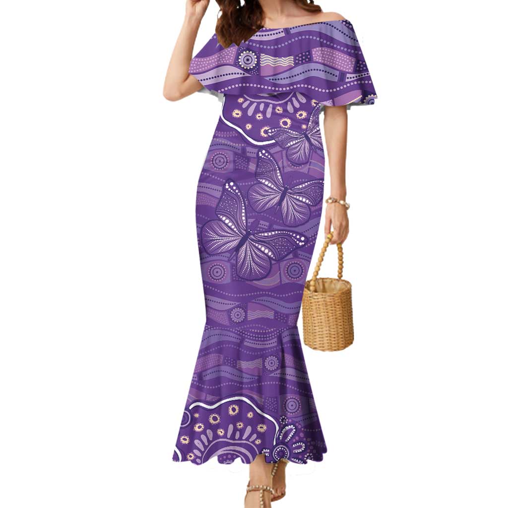 Australia Lupus Awareness Indigenous Mermaid Dress Purple Ribbon Aboriginal Butterflies