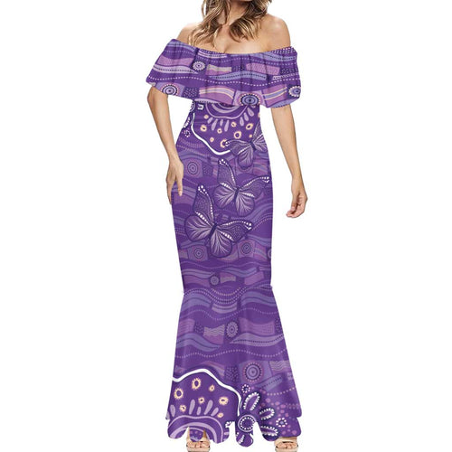 Australia Lupus Awareness Indigenous Mermaid Dress Purple Ribbon Aboriginal Butterflies