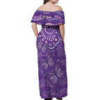 Australia Lupus Awareness Indigenous Off Shoulder Maxi Dress Purple Ribbon Aboriginal Butterflies
