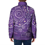 Australia Lupus Awareness Indigenous Padded Jacket Purple Ribbon Aboriginal Butterflies