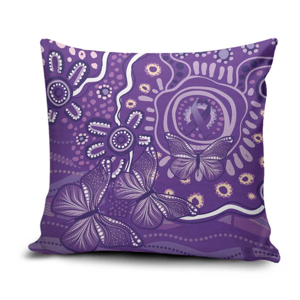 Australia Lupus Awareness Indigenous Pillow Cover Purple Ribbon Aboriginal Butterflies