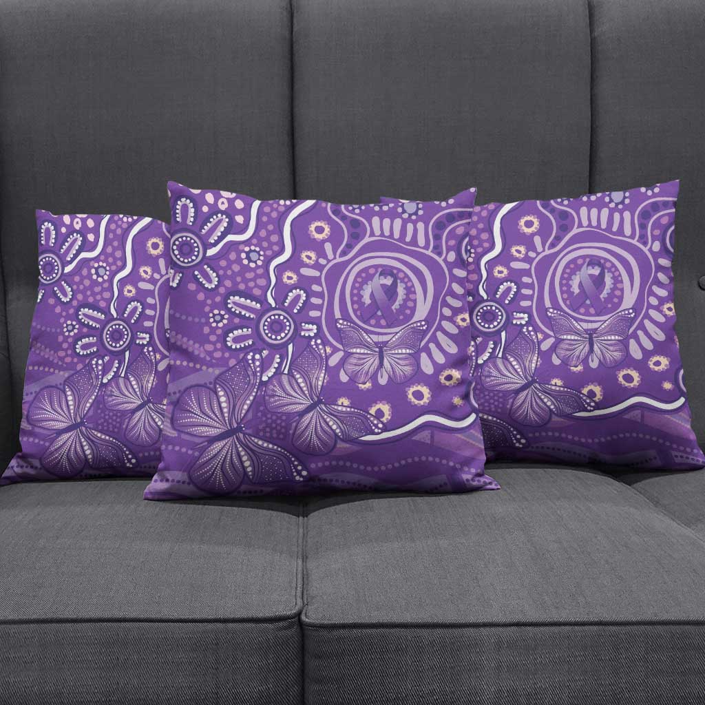 Australia Lupus Awareness Indigenous Pillow Cover Purple Ribbon Aboriginal Butterflies