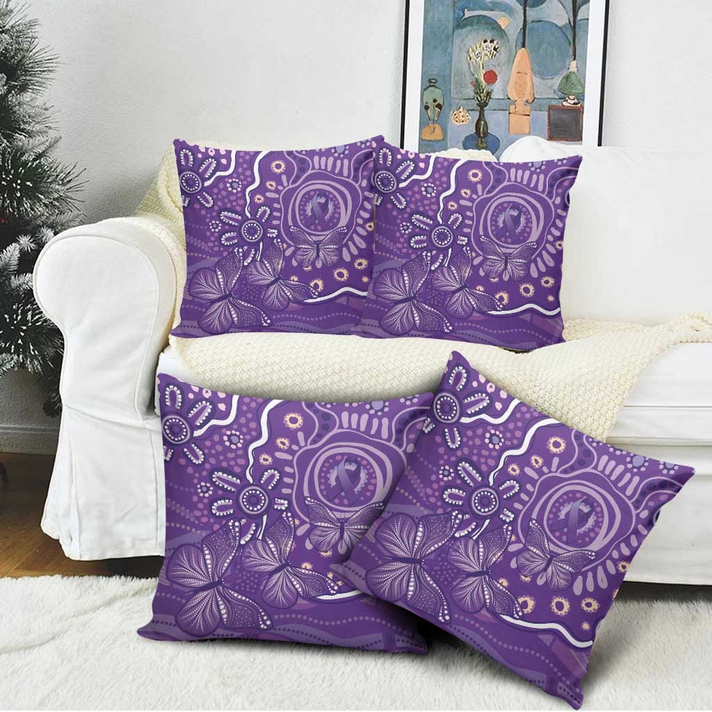 Australia Lupus Awareness Indigenous Pillow Cover Purple Ribbon Aboriginal Butterflies
