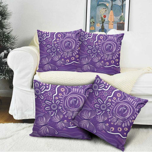 Australia Lupus Awareness Indigenous Pillow Cover Purple Ribbon Aboriginal Butterflies