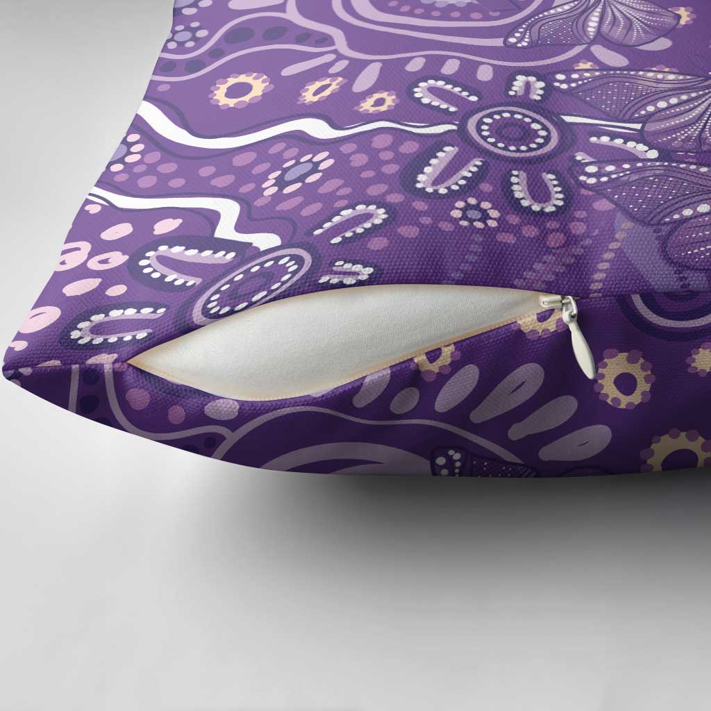 Australia Lupus Awareness Indigenous Pillow Cover Purple Ribbon Aboriginal Butterflies