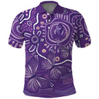Australia Lupus Awareness Indigenous Polo Shirt Purple Ribbon Aboriginal Butterflies
