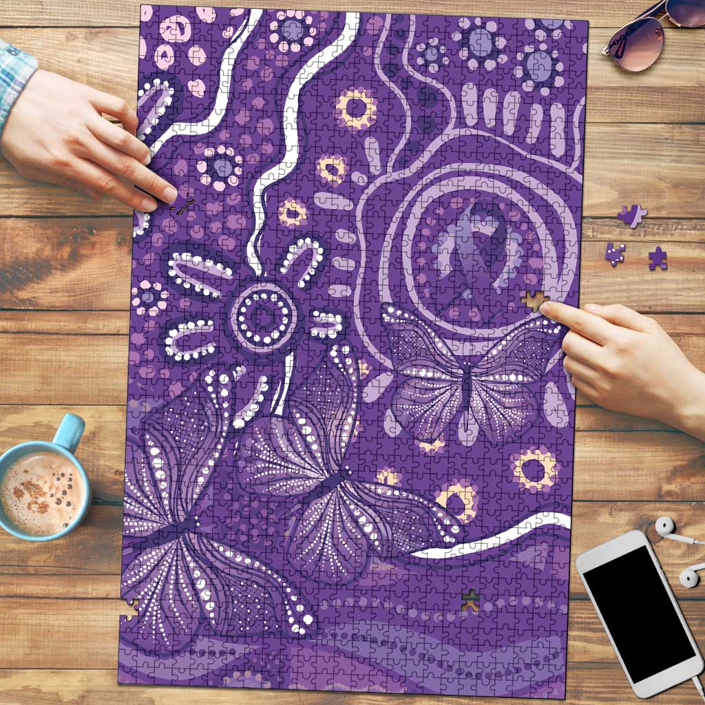 Australia Lupus Awareness Indigenous Puzzle Purple Ribbon Aboriginal Butterflies