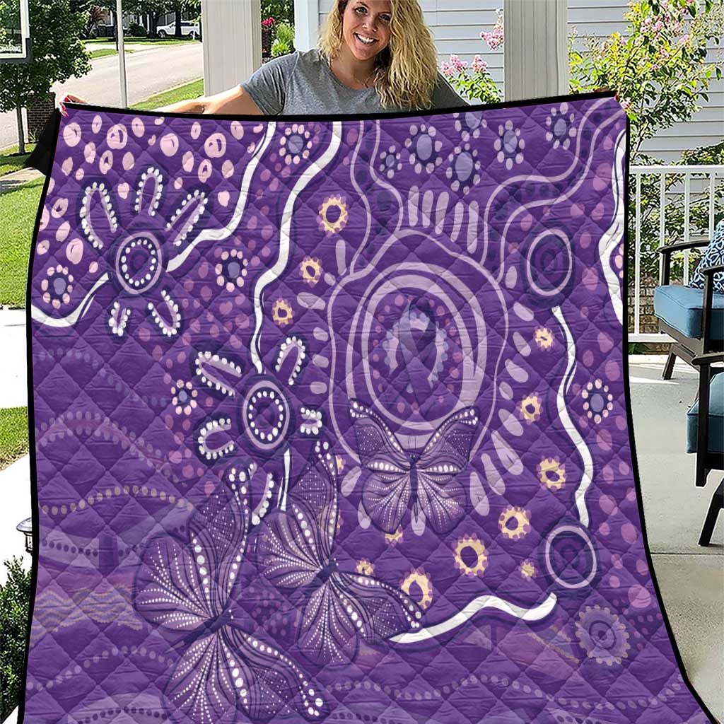 Australia Lupus Awareness Indigenous Quilt Purple Ribbon Aboriginal Butterflies