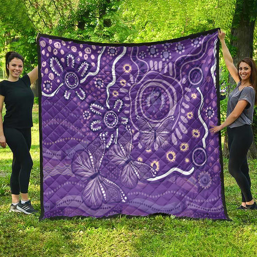 Australia Lupus Awareness Indigenous Quilt Purple Ribbon Aboriginal Butterflies