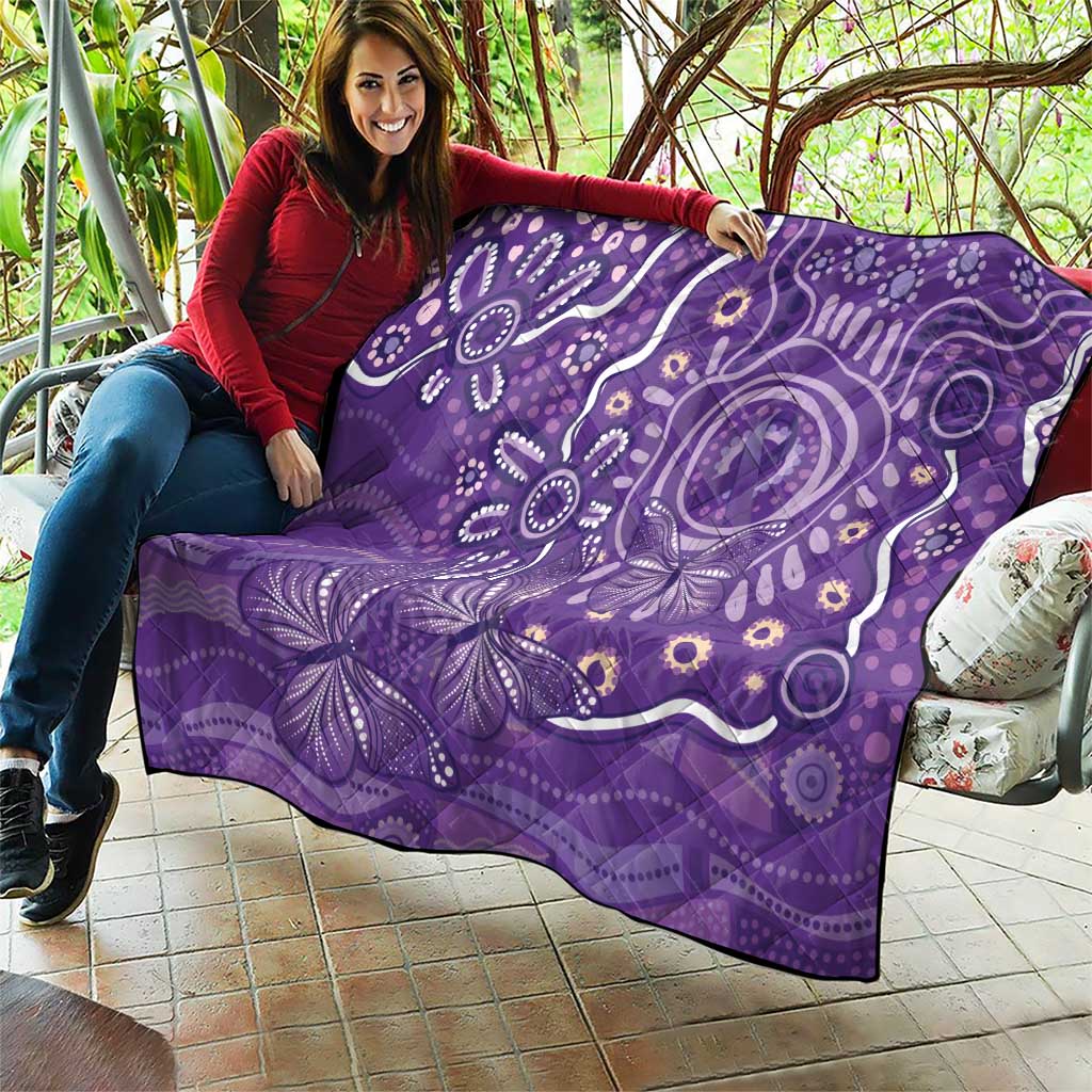 Australia Lupus Awareness Indigenous Quilt Purple Ribbon Aboriginal Butterflies