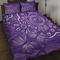 Australia Lupus Awareness Indigenous Quilt Bed Set Purple Ribbon Aboriginal Butterflies
