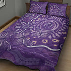 Australia Lupus Awareness Indigenous Quilt Bed Set Purple Ribbon Aboriginal Butterflies