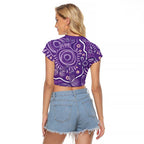 Australia Lupus Awareness Indigenous Raglan Cropped T Shirt Purple Ribbon Aboriginal Butterflies
