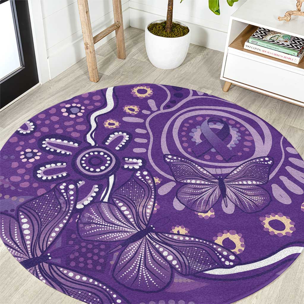 Australia Lupus Awareness Indigenous Round Carpet Purple Ribbon Aboriginal Butterflies