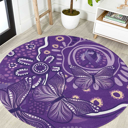Australia Lupus Awareness Indigenous Round Carpet Purple Ribbon Aboriginal Butterflies