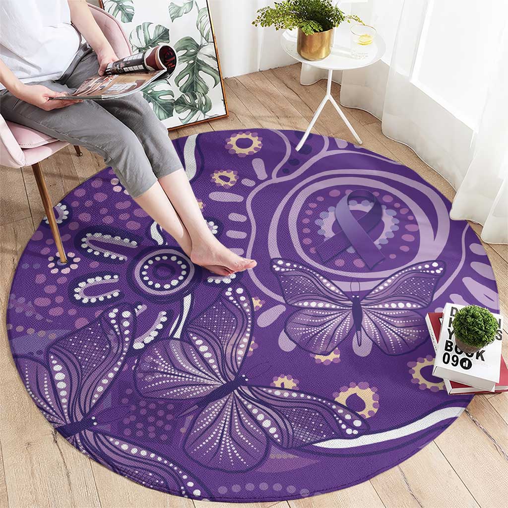 Australia Lupus Awareness Indigenous Round Carpet Purple Ribbon Aboriginal Butterflies