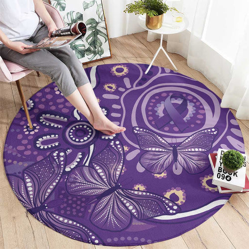 Australia Lupus Awareness Indigenous Round Carpet Purple Ribbon Aboriginal Butterflies