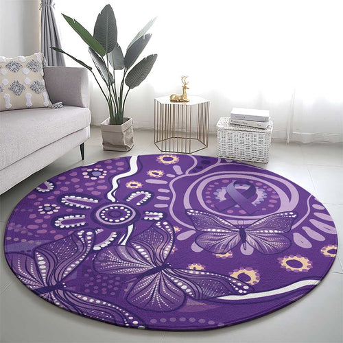 Australia Lupus Awareness Indigenous Round Carpet Purple Ribbon Aboriginal Butterflies