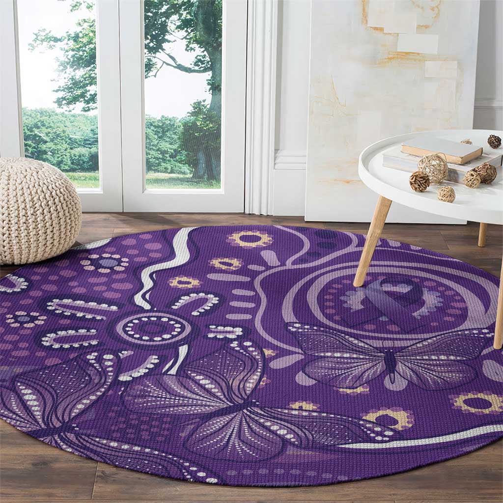Australia Lupus Awareness Indigenous Round Carpet Purple Ribbon Aboriginal Butterflies