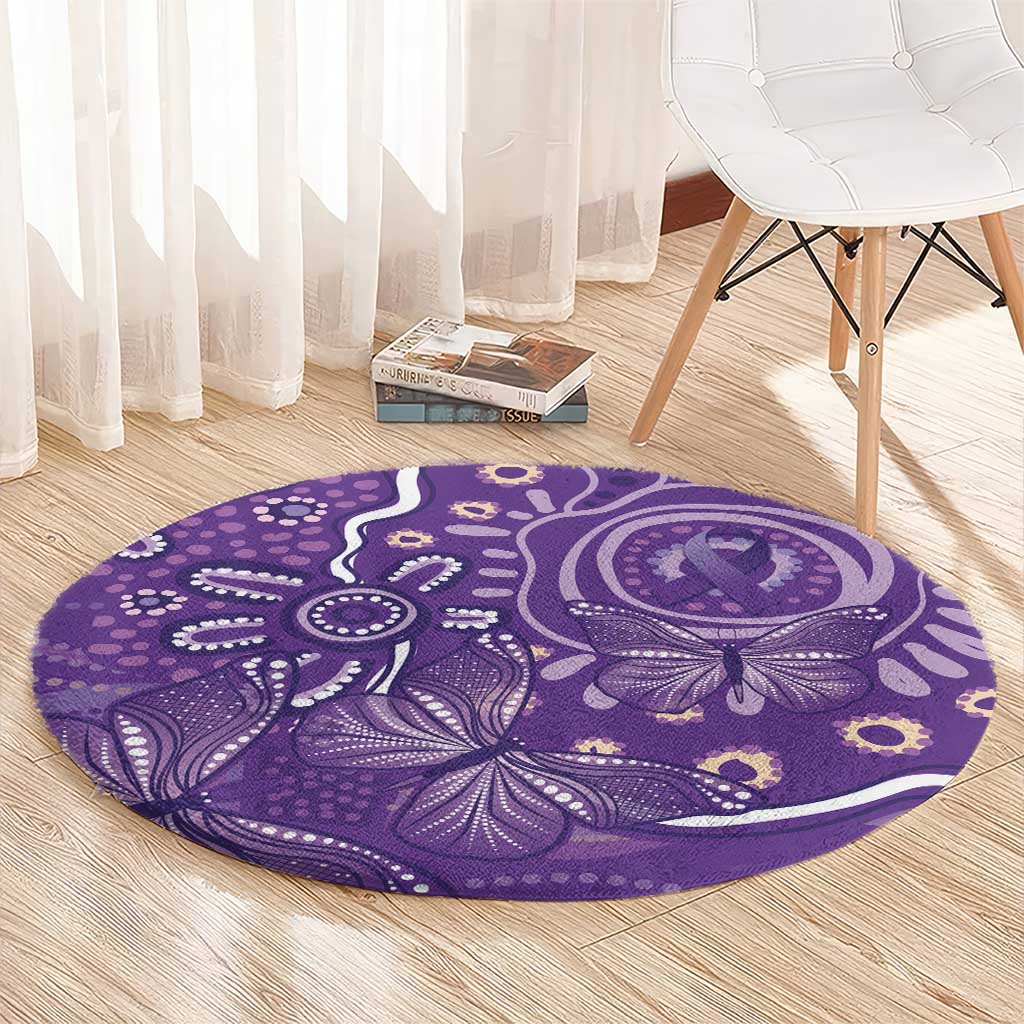 Australia Lupus Awareness Indigenous Round Carpet Purple Ribbon Aboriginal Butterflies