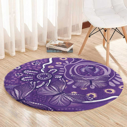 Australia Lupus Awareness Indigenous Round Carpet Purple Ribbon Aboriginal Butterflies