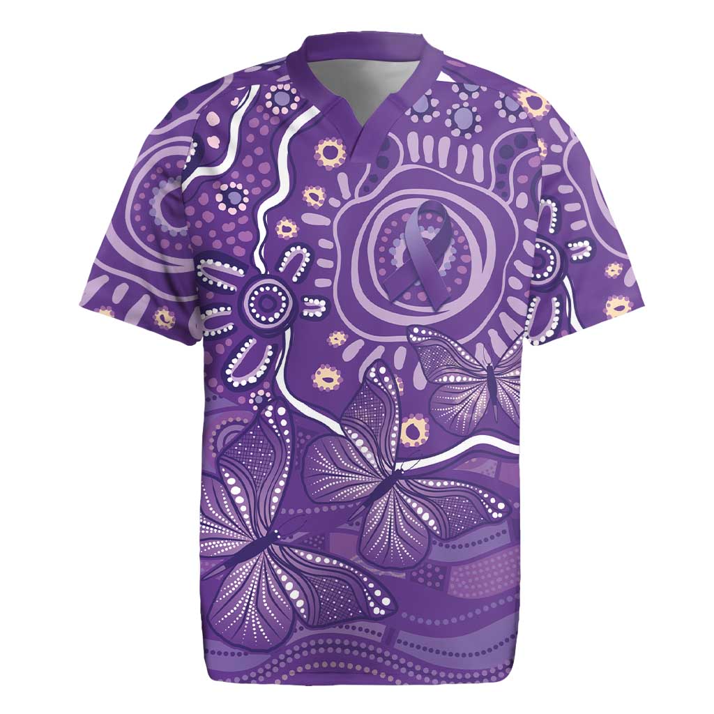 Australia Lupus Awareness Indigenous Rugby Jersey Purple Ribbon Aboriginal Butterflies