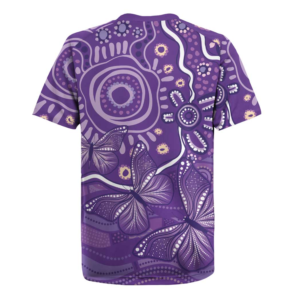 Australia Lupus Awareness Indigenous Rugby Jersey Purple Ribbon Aboriginal Butterflies