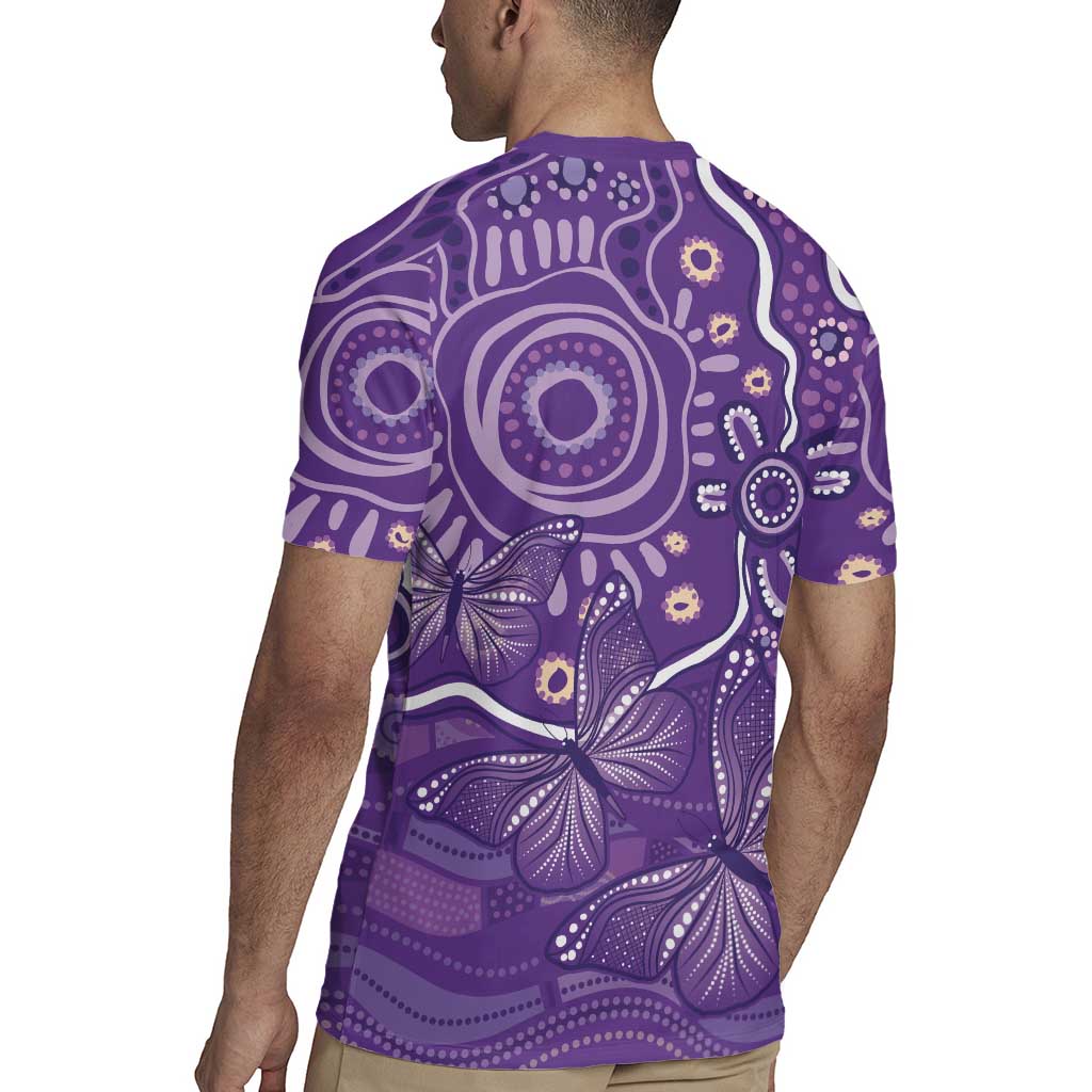Australia Lupus Awareness Indigenous Rugby Jersey Purple Ribbon Aboriginal Butterflies