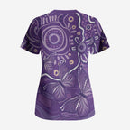 Australia Lupus Awareness Indigenous Scrub Top Purple Ribbon Aboriginal Butterflies