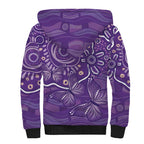 Australia Lupus Awareness Indigenous Sherpa Hoodie Purple Ribbon Aboriginal Butterflies