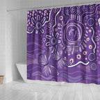 Australia Lupus Awareness Indigenous Shower Curtain Purple Ribbon Aboriginal Butterflies