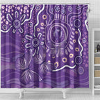 Australia Lupus Awareness Indigenous Shower Curtain Purple Ribbon Aboriginal Butterflies